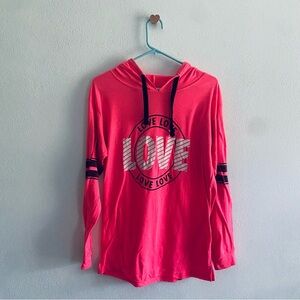 Bobbie Brooks Vibrant Pink Hooded Graphic Sweatshirt